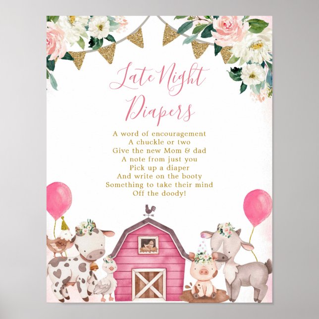 Poster de la couche de nuit de la ferme rose fille (Devant)