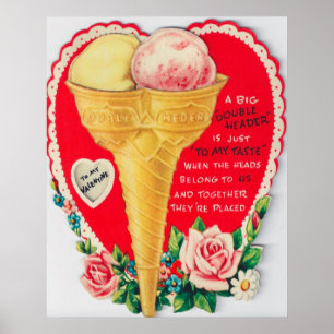 Poster de la crème glacée Valentine Retro vintage