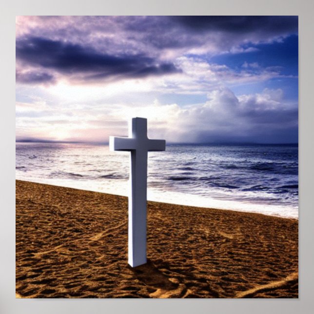 Poster de la Croix Blanche sur la plage (Devant)