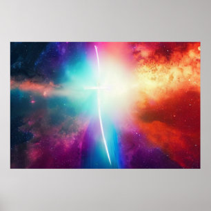 Poster de la croix de lumière dans l'espace