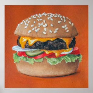 Poster de la cuisine Hamburger Illustrer