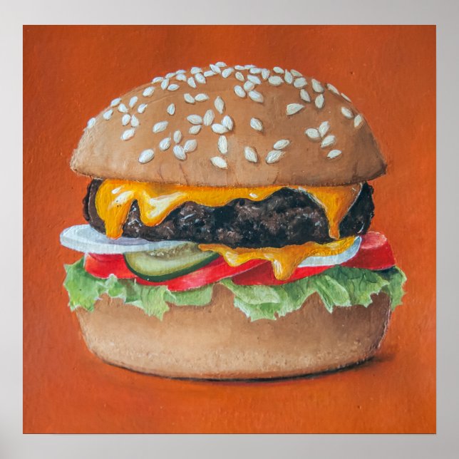 Poster de la cuisine Hamburger Illustrer (Devant)
