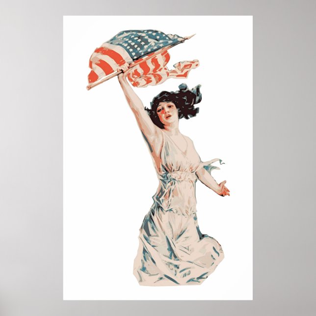 Poster de la dame du drapeau américain Lady 4 juil (Devant)