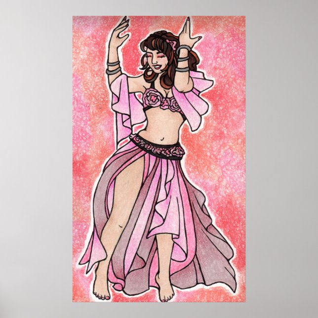 Poster de la danseuse du ventre rose Habibi (Devant)
