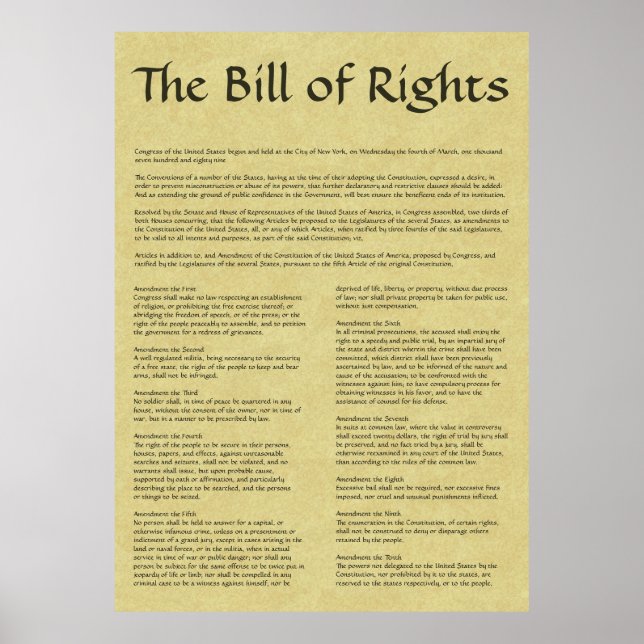 Poster de la Déclaration américaine des droits (Devant)
