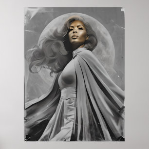 Poster de la déesse Lune - Portrait noir et blanc