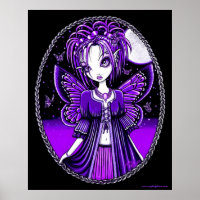 Poster de la fée de la lune de papillon pourpre