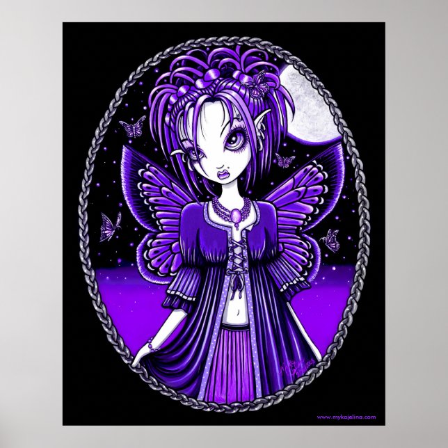 Poster de la fée de la lune de papillon pourpre (Devant)