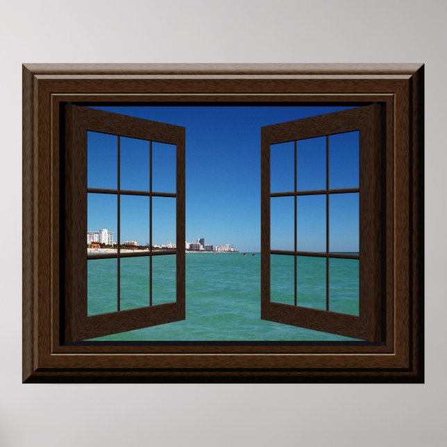 Poster de la fenêtre Faux Aquamarine Océan Scène T (Devant)