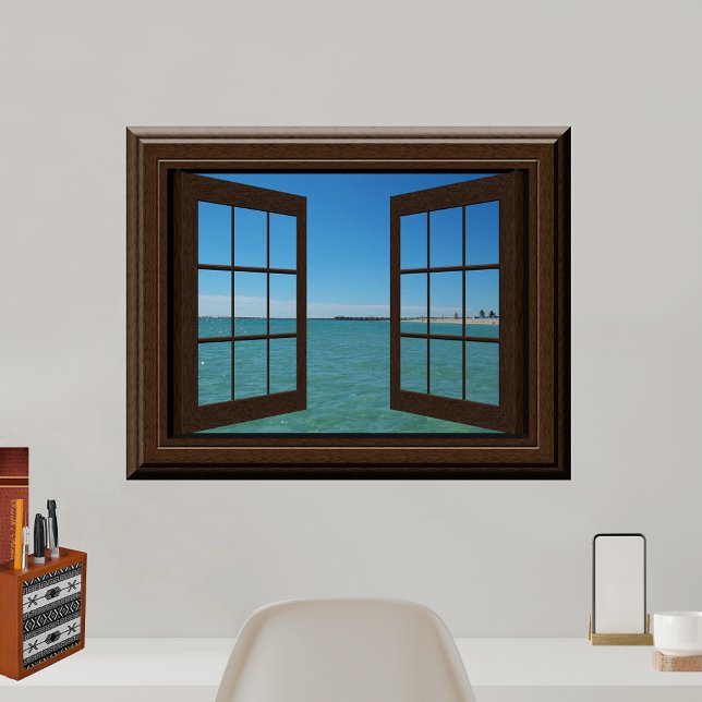 Poster de la fenêtre Faux Aquamarine Océan Scène T (Créateur téléchargé)