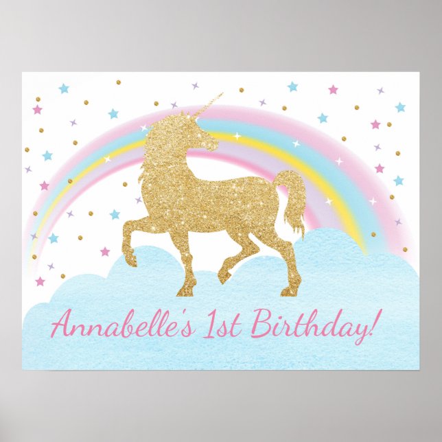 Poster de la fête d'anniversaire de la licorne Con (Devant)