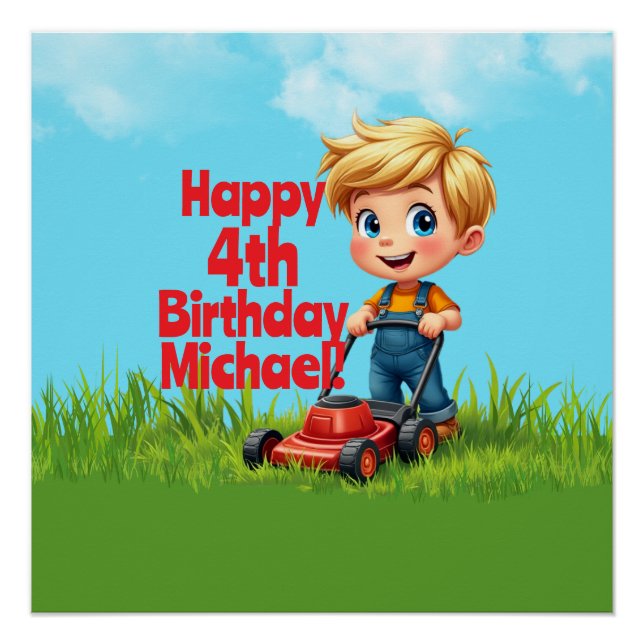 Poster de la fête d'anniversaire de Lawn Mower (Devant)