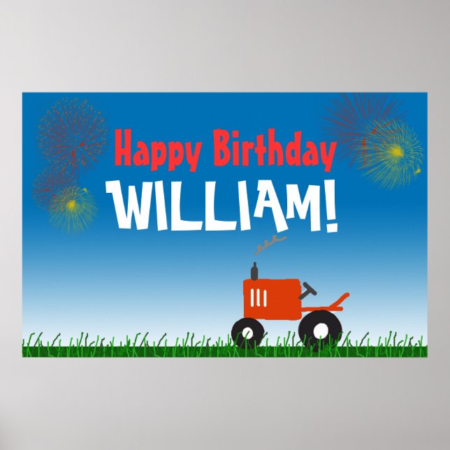 Poster de la fête d'anniversaire de Red Tractor (Devant)