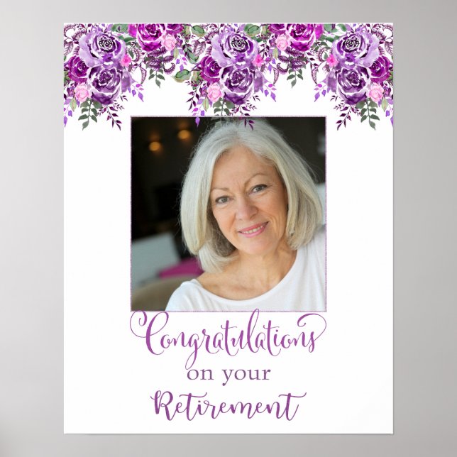 Poster de la fête de retraite florale pourpre (Devant)