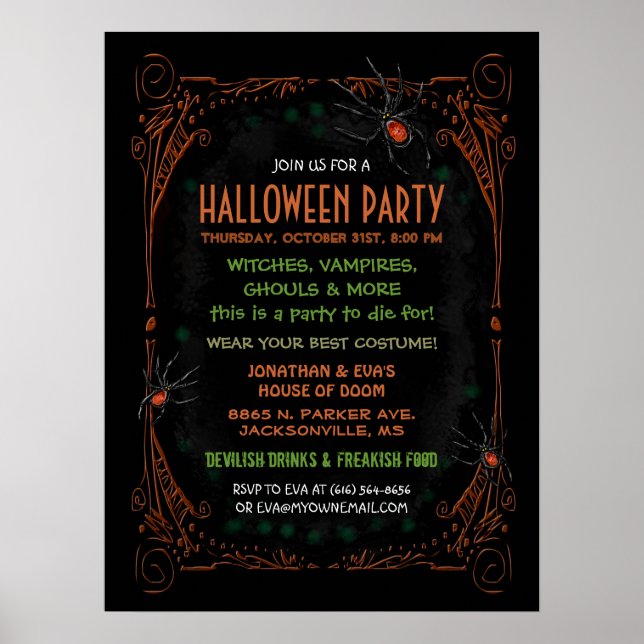 Poster de la fête d'Halloween 18 x 24 (Devant)