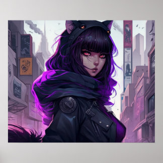 Poster de la fille de chats Anime