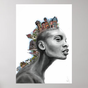 Poster de la fille de cheveux Punk House