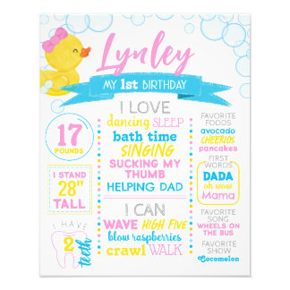 Poster de la fille en caoutchouc canard 1er Annive