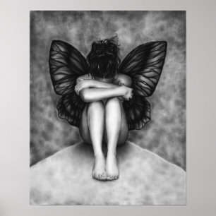 Poster de la fille papillon triste