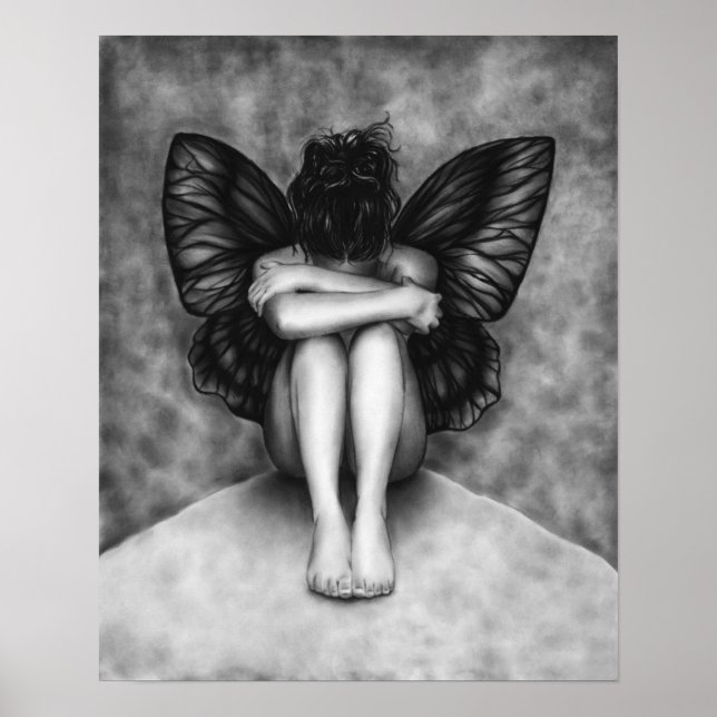 Poster de la fille papillon triste (Devant)