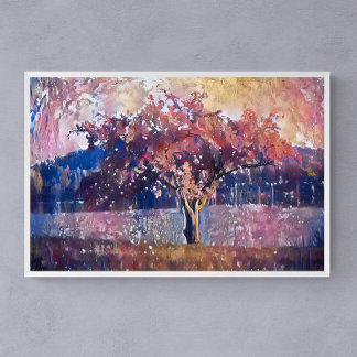 Poster de la floraison de cerisier Abstrait paysag