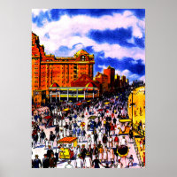 Poster de la foule de la promenade vintage Atlanti