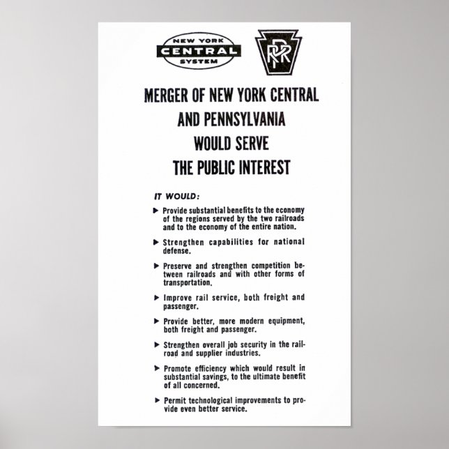 Poster de la fusion du chemin de fer Penn Central  (Devant)