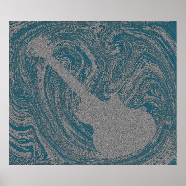 Poster de la Guitare Grunge, Turquoise (Devant)