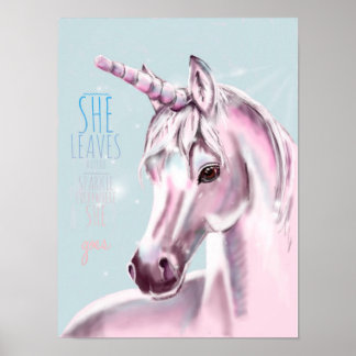 Poster de la licorne avec étincelle et citation
