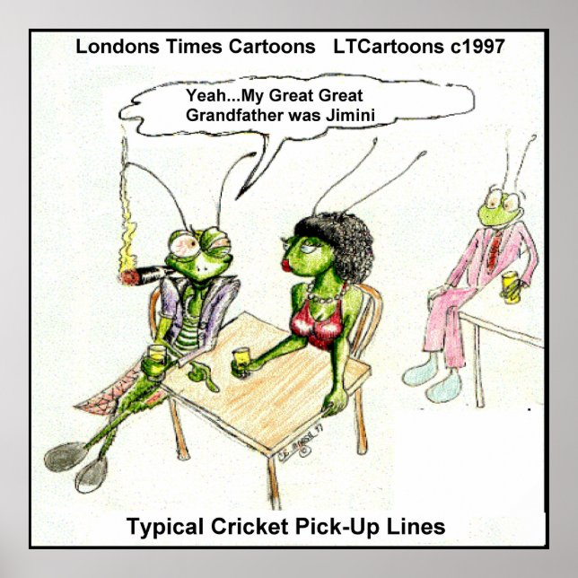 Poster de la ligne de ramassage de cricket amusant (Devant)