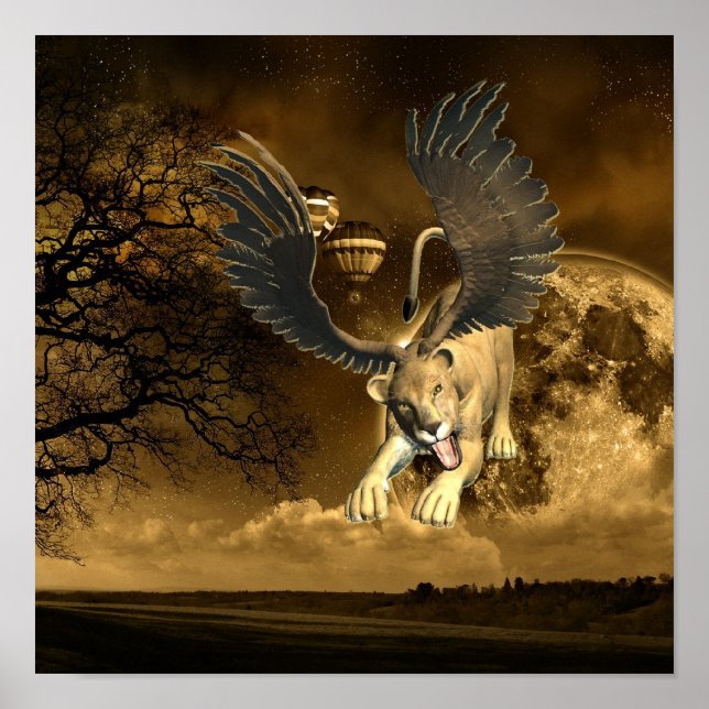 Poster de la lionne ailée Imprimer (Devant)