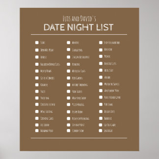 Poster de la liste de la date de cadeau du meilleu