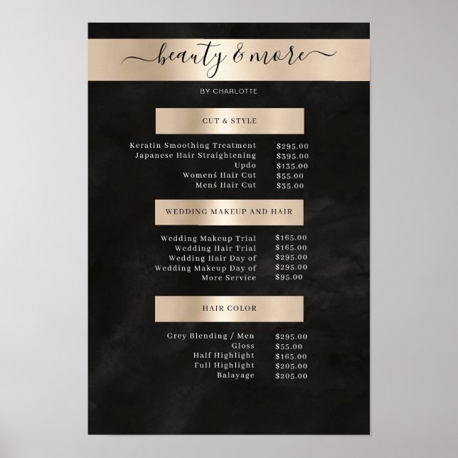 Poster de la liste de prix du salon Simpel moderne (Devant)