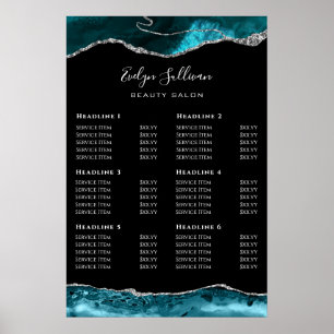 Poster de la liste des prix de l'âge d'argent turq
