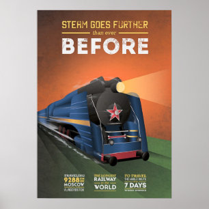 Poster de la Locomotive à vapeur vintage à Moscou