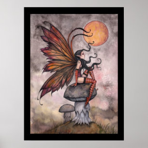 Poster de la lune jaune Automne Fée Imprimer