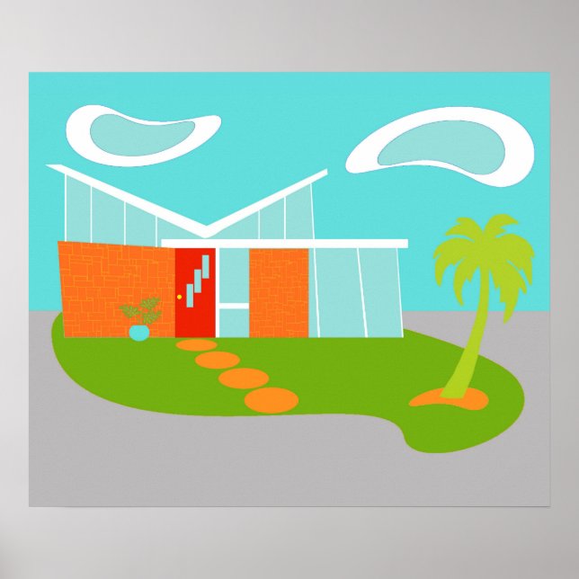 Poster de la maison de dessin moderne du milieu du (Devant)