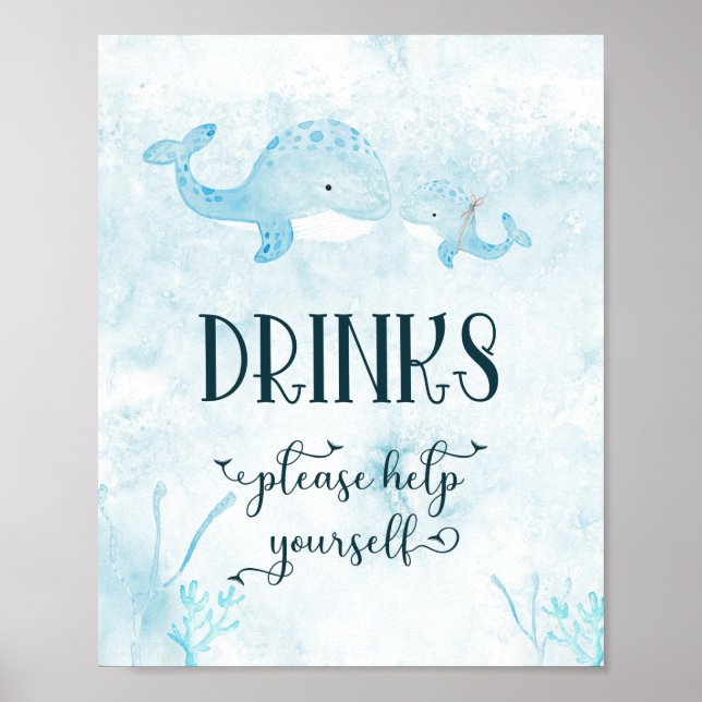 Poster de la maman mignonne et de la baleine de bé (Devant)