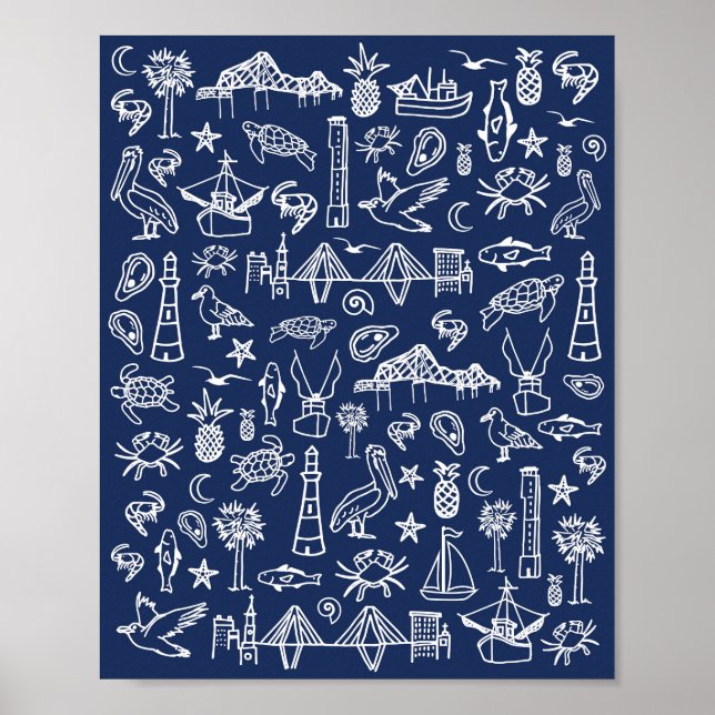 Poster de la Marine Blue Charleston Toile (Devant)