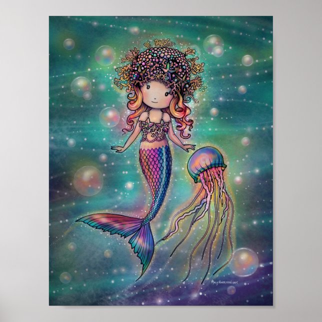 Poster de la mignonne sirène et de la méduse Molly (Devant)