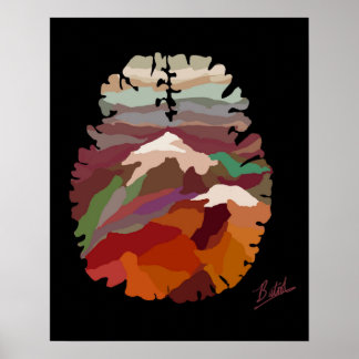 Poster de la montagne des couleurs chaudes