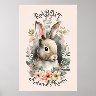 Poster de la nourricière lapin en aquarelle mignon