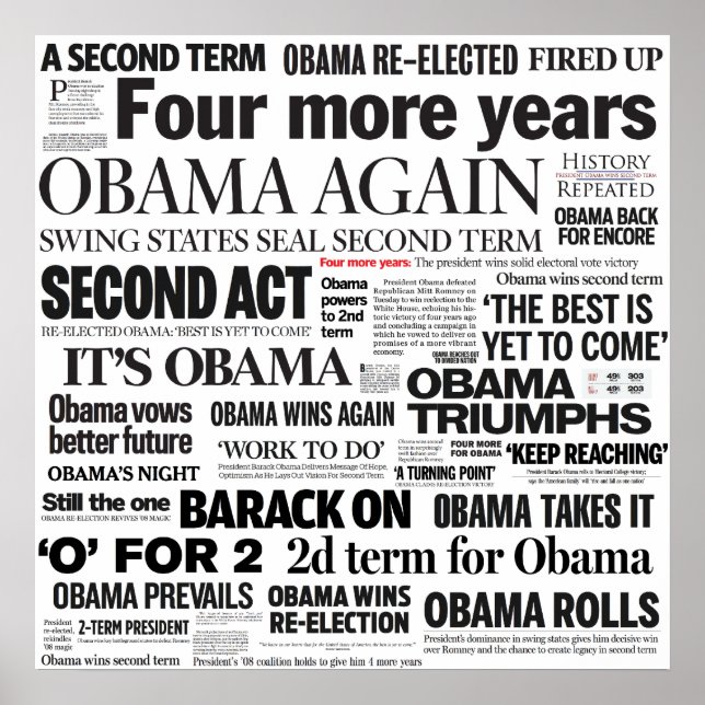 Poster de la nouvelle élection d'Obama (Devant)