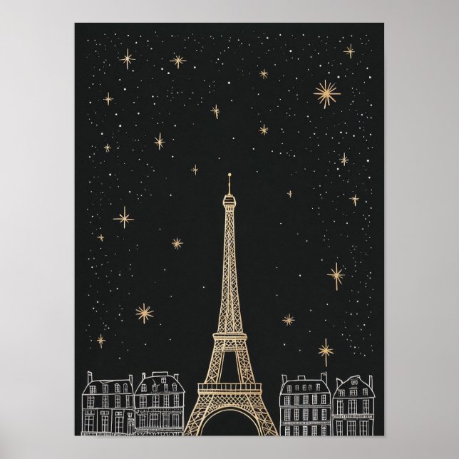 Poster de la nuit étoilée à Paris (Devant)