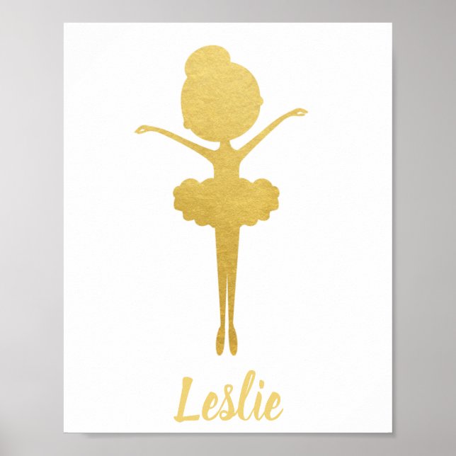 Poster de la Nursery Personnalisée Gold Ballerina (Devant)