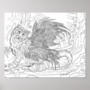 Poster de la page de coloration du tigre de l'aile