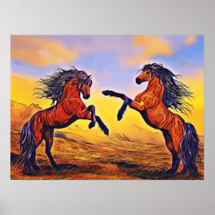 Poster de la paire de chevaux