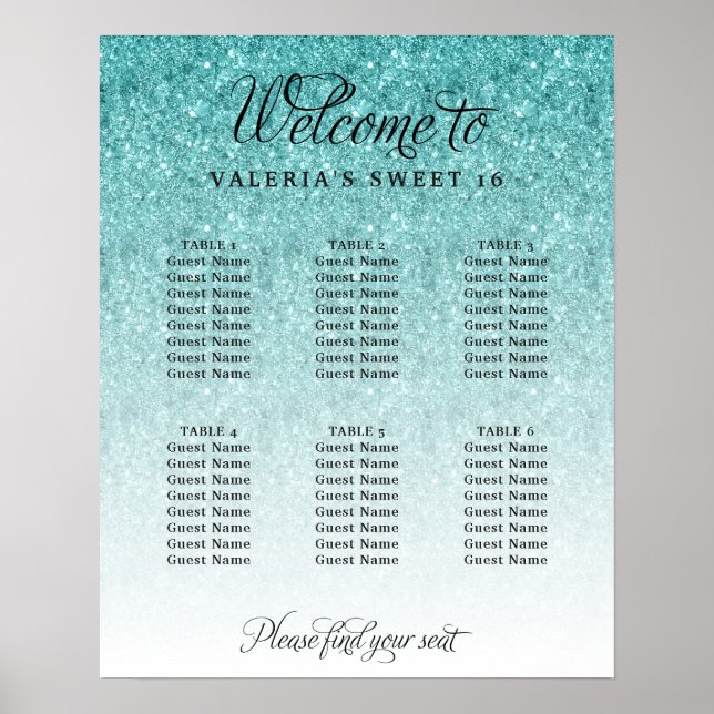 Poster de la Parties scintillant bleue Aqua (Devant)