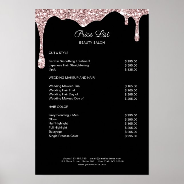 Poster de la Parties scintillant noire moderne Lig (Devant)