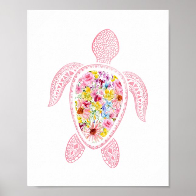 Poster de la pépinière de tortue marine aquarelle (Devant)